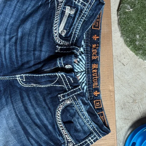 Rock Revival Indigo Skinny Jeans with Metallic Stitching